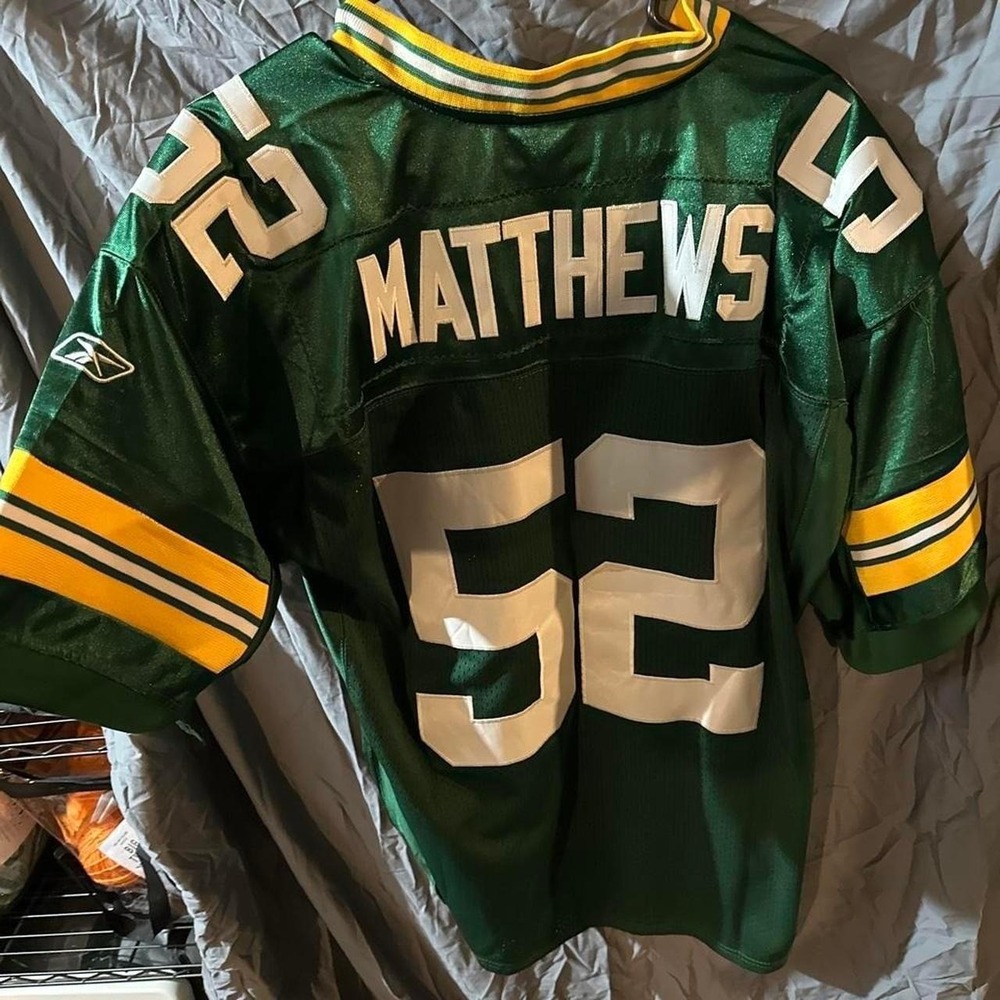 Reebok NFL Green Bay Packers Clay Matthews 52 Jersey Mens 50 Green On Field